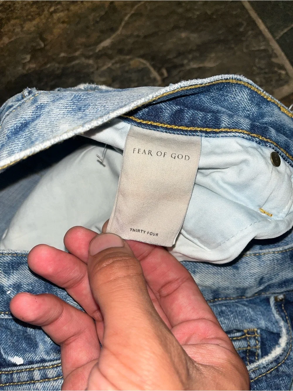FOG Fifth Collection Light Blue Paint-Splatter Skinny Jeans